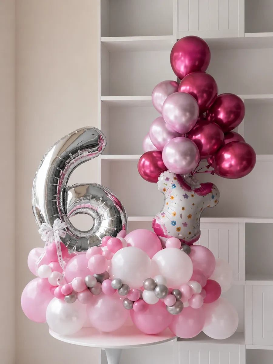 6th Pink Birthday Balloon Set view 1